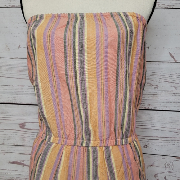 Drew striped tube top jumpsuit with leg slits - Picture 2 of 15